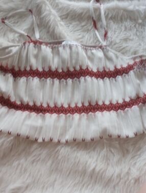 Zara White Crop Top with Rust Embroidery